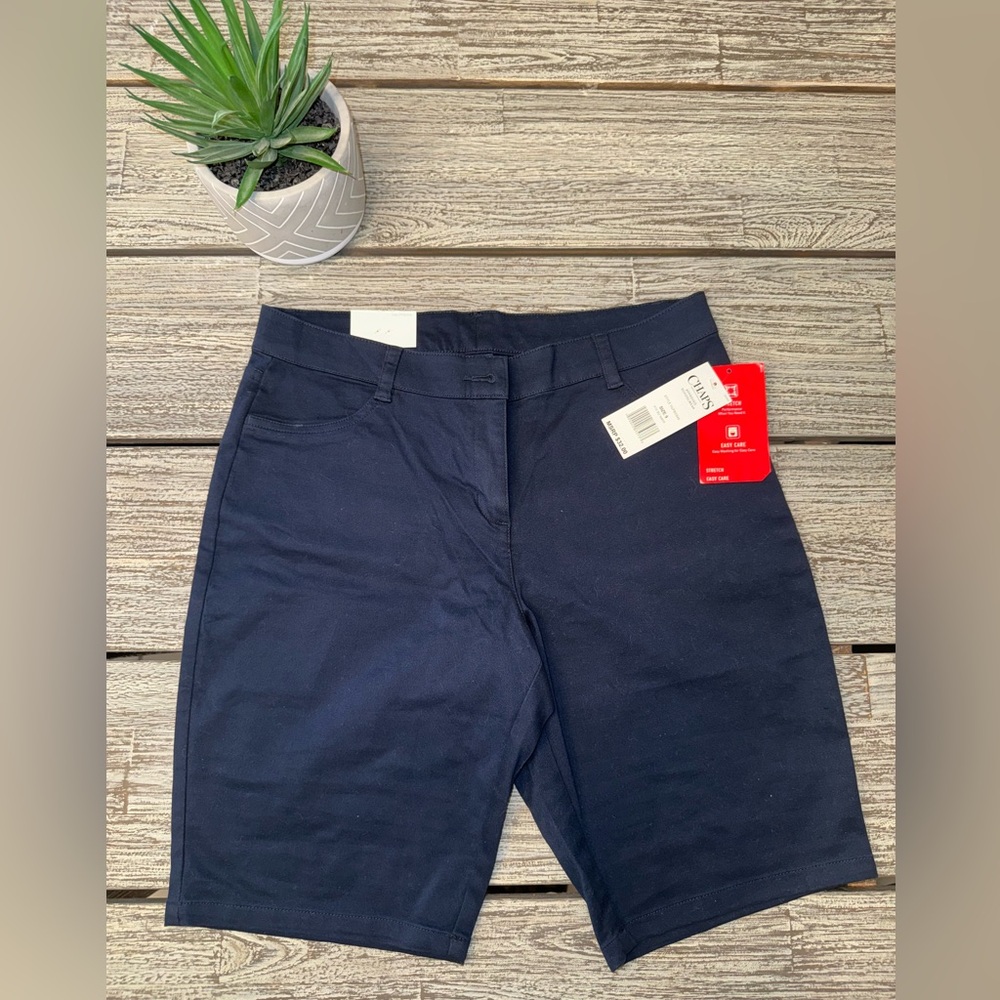 Boys CHAPS School Uniform Approved Stretch Easy Care Shorts, Navy Blue, Sz 9